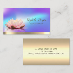 Carte De Visite Fleur de Lotus Or, Instructrice de Yoga Holographi
