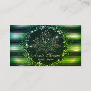 Carte De Visite Fleur de lotus professionnelle rayures vertes