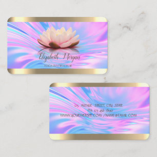 Carte De Visite Fleur de Lotus Rayure Dorée Yoga Holographique