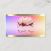 Carte De Visite Fleur de Lotus Rayures Dorées Ombrées Professeur d (Devant)