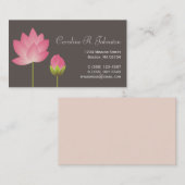 Carte De Visite Fleur de lotus rose blanc moderne gris personnel (Devant / Derrière)