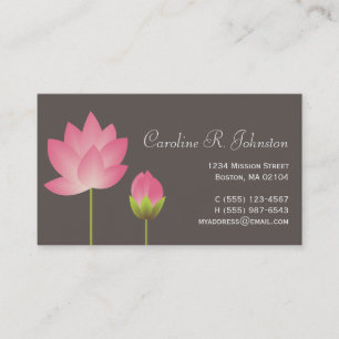 Carte De Visite Fleur de lotus rose blanc moderne gris personnel