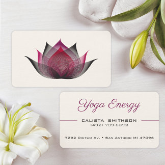 Carte De Visite Fleur de Lotus rose moderne Elégant Yoga unique