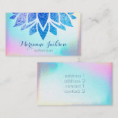Carte De Visite fleur de lotus sur FAUX texture iridescente (Devant / Derrière)