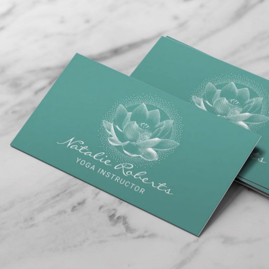 Carte De Visite Fleur de Lotus Turquoise Wellness Yoga Instructeur