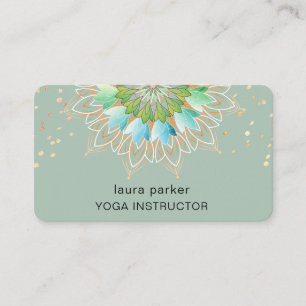 Carte De Visite Fleur de Lotus Vert Elégante Méditation Yoga Natur