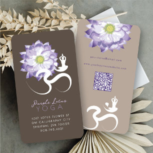 Carte De Visite Fleur de Lotus Violet Élégant Logo Spirituel Yoga