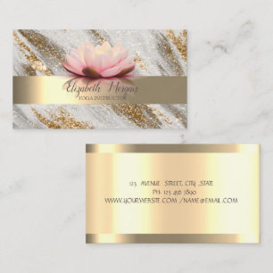 Carte De Visite Fleur de Lotus Yoga au Glitter Doré