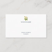 Carte de visite Fleur de Magnolia Rayure Bleue (Devant)
