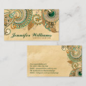Carte De Visite Fleur de marguerite ornement Malachite et or (Devant / Derrière)