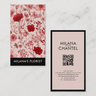 Carte De Visite Fleur de marguerite rose rouge moderne et tendance