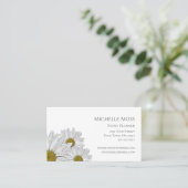 Carte De Visite Fleur de marguerite tendance gris blanc (Debout devant)