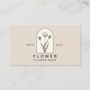 Carte De Visite Fleur De Pissenlit Élégant Beige Fleuriste Floral