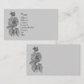 Carte De Visite Fleur de pivoine en gris argent élégant (Devant / Derrière)