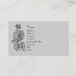 Carte De Visite Fleur de pivoine en gris argent élégant