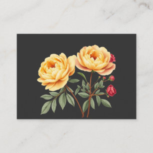 Carte de visite Fleur de Pivoine Jaune Vintage Fon