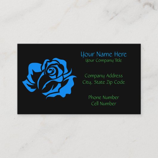 Carte De Visite Fleur de rose de bleu personnalisable (Devant)
