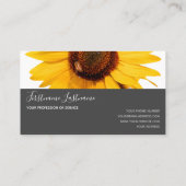 Carte De Visite Fleur de soleil jaune élégant rectangle gris (Dos)