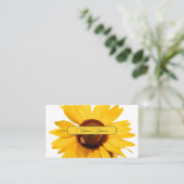 Carte De Visite Fleur de soleil jaune élégant rectangle gris (Debout devant)