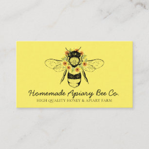 Carte De Visite Fleur de soleil jaune florale Apiary Miel abeille