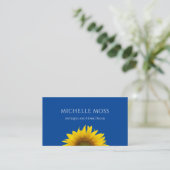 Carte De Visite Fleur de soleil moderne Simple Bleu (Debout devant)