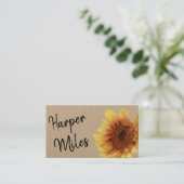 Carte De Visite Fleur de tournesol kraft, fleurs et symboles (Debout devant)