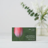 Carte De Visite fleur de tulipe rouge sur fond vert (Debout devant)
