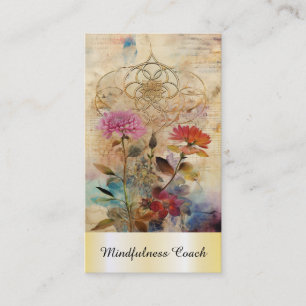 Carte De Visite *~* Fleur de vie AP92 Reiki Yoga Gold Sacred