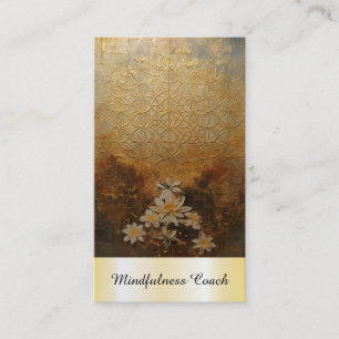 Carte De Visite *~* Fleur de vie AP92 Sacred Reiki Yoga Gold