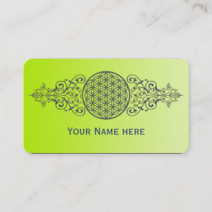 Carte De Visite Fleur de vie - Ornements Vintages or bleu