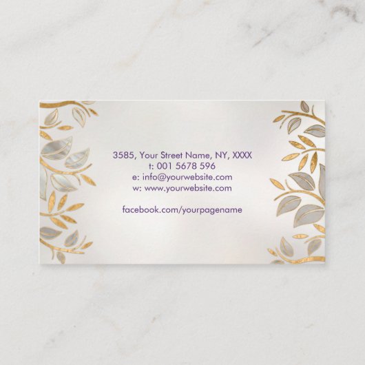 Carte De Visite Fleur de vie - Perle et Or (Dos)