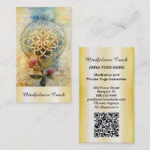 Carte De Visite *~* Fleur de vie QR AP92 Reiki Gold Sacred (Devant / Derrière)