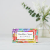 Carte De Visite Fleur de watercolor vibrant (Debout devant)