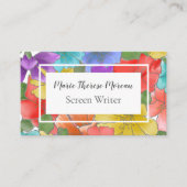 Carte De Visite Fleur de watercolor vibrant (Devant)