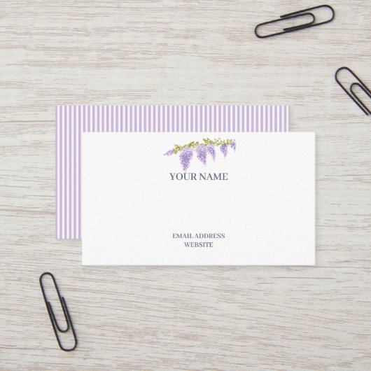 Carte de visite Fleur de Wisteria Rayure Violette (Devant/Arrière en situation)