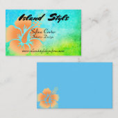 Carte De Visite Fleur d'Hibiscus bleu tropical (Devant / Derrière)