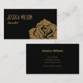 Carte De Visite Fleur dorée noire moderne et chic (Devant / Derrière)