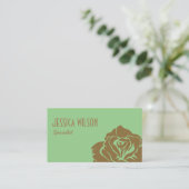 Carte De Visite Fleur dorée vert émeraude moderne chic (Debout devant)