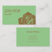 Carte De Visite Fleur dorée vert émeraude moderne chic (Devant / Derrière)