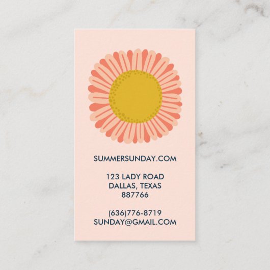 Carte De Visite Fleur Douce Tournesol Daisy CUSTOM (Dos)