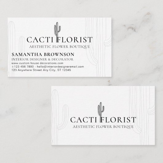 Carte De Visite Fleur du désert de Boho Cactus Abstraite (Devant / Derrière)