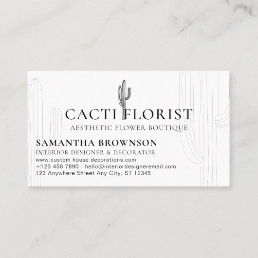 Carte De Visite Fleur du désert de Boho Cactus Abstraite (Devant)