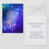 Carte De Visite Fleur d'univers de *~* de l'astrologie de Reiki de (Devant / Derrière)