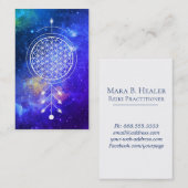 Carte De Visite Fleur d'univers de *~* de l'astrologie de Reiki de (Devant / Derrière)