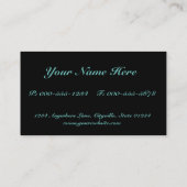 Carte De Visite Fleur élégante Noir et Turquoise Damas (Dos)