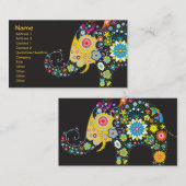 Carte De Visite Fleur Eléphant mignon Fille Floral Mode (Devant / Derrière)