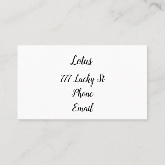 Carte De Visite Fleur en Mat Noir 3D  (Dos)