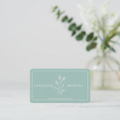 Carte De Visite Fleur encadrée Beige Vert (Debout devant)
