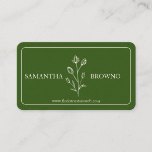 Carte De Visite Fleur encadrée Beige Vert
