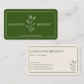 Carte De Visite Fleur encadrée Beige Vert (Devant / Derrière)